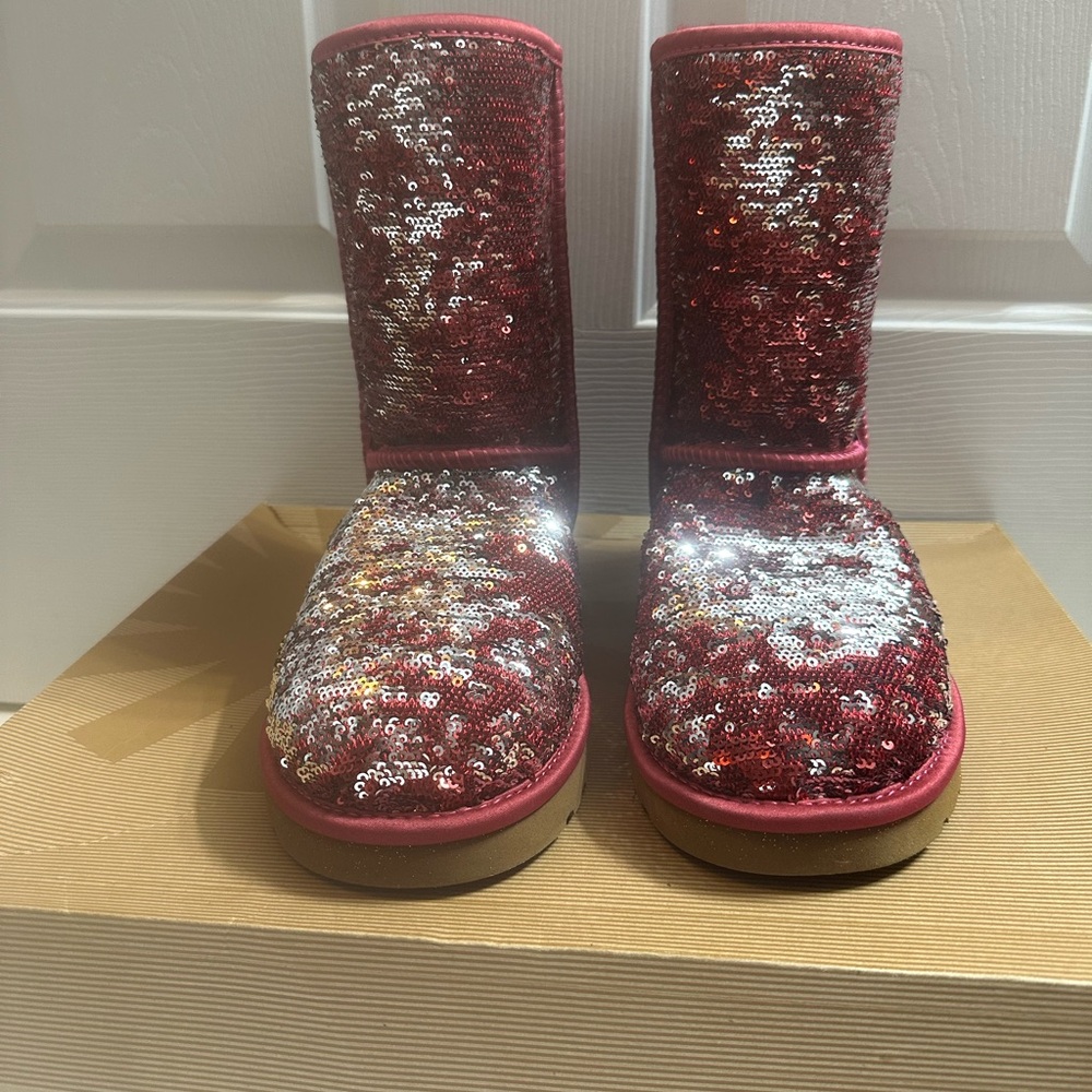 UGG Red Sequin Ankle Boots